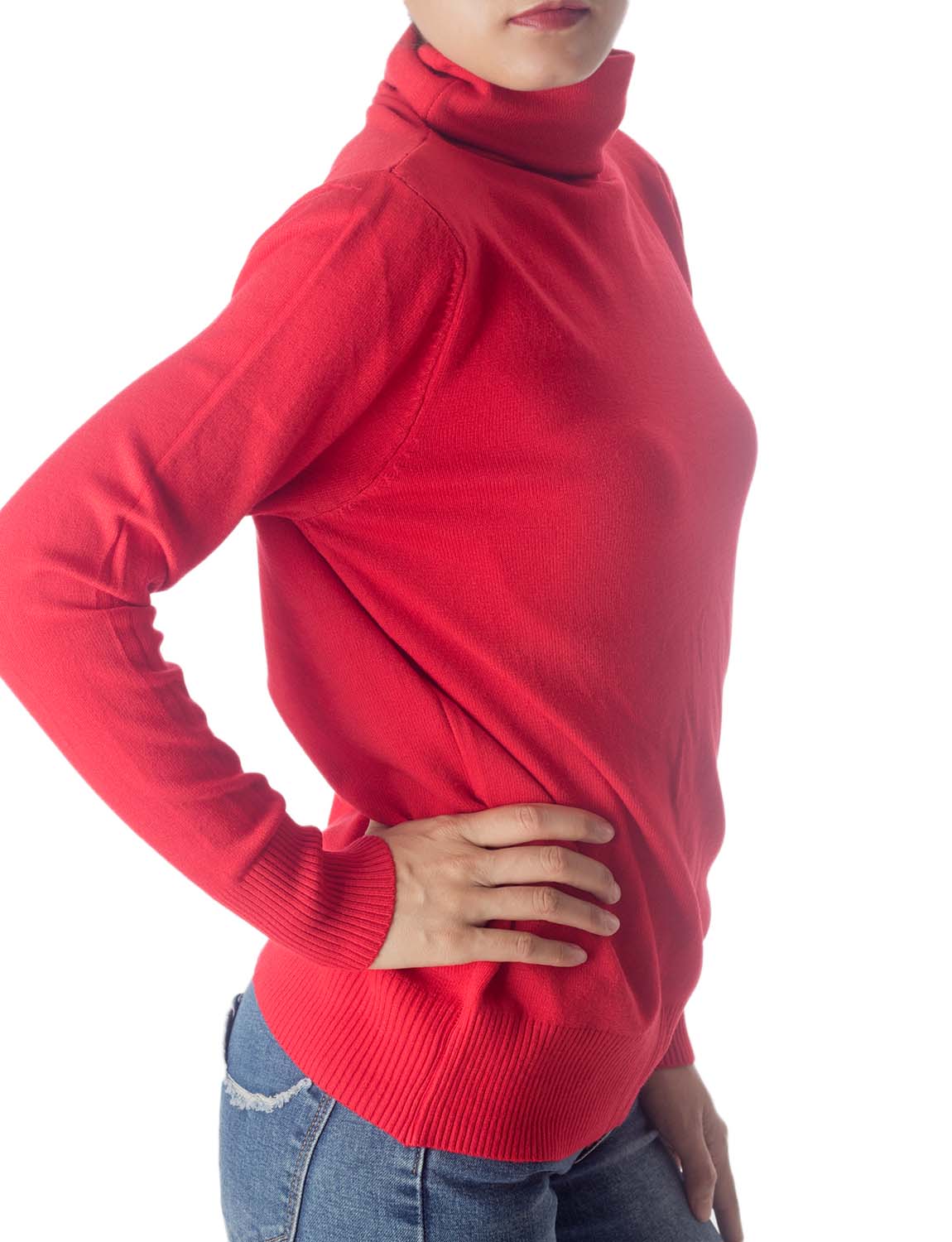 Women's Solid Color Lightweight Turtle Neck Tops Fashion Pullover Sweater