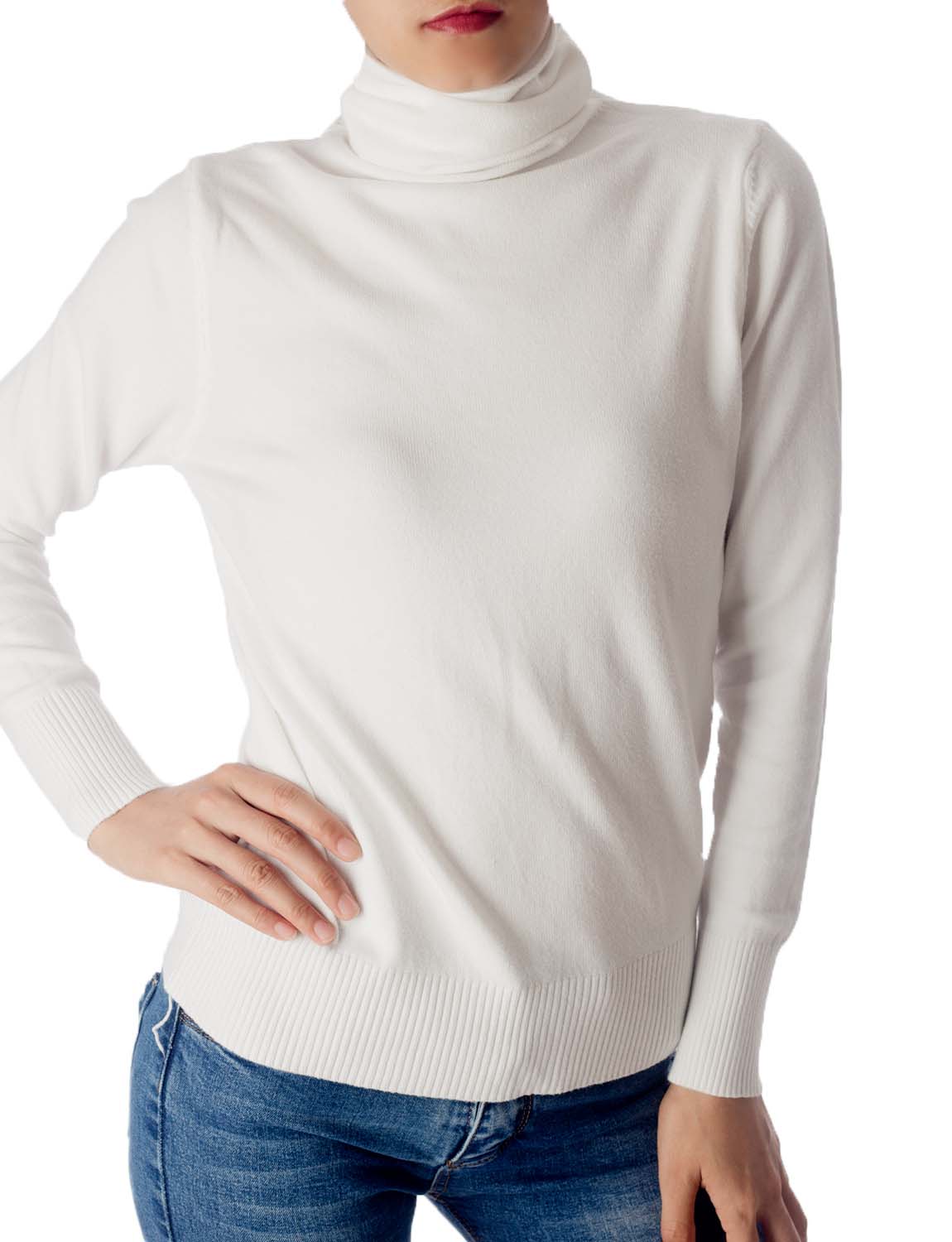 Women's Solid Color Lightweight Turtle Neck Tops Fashion Pullover Sweater