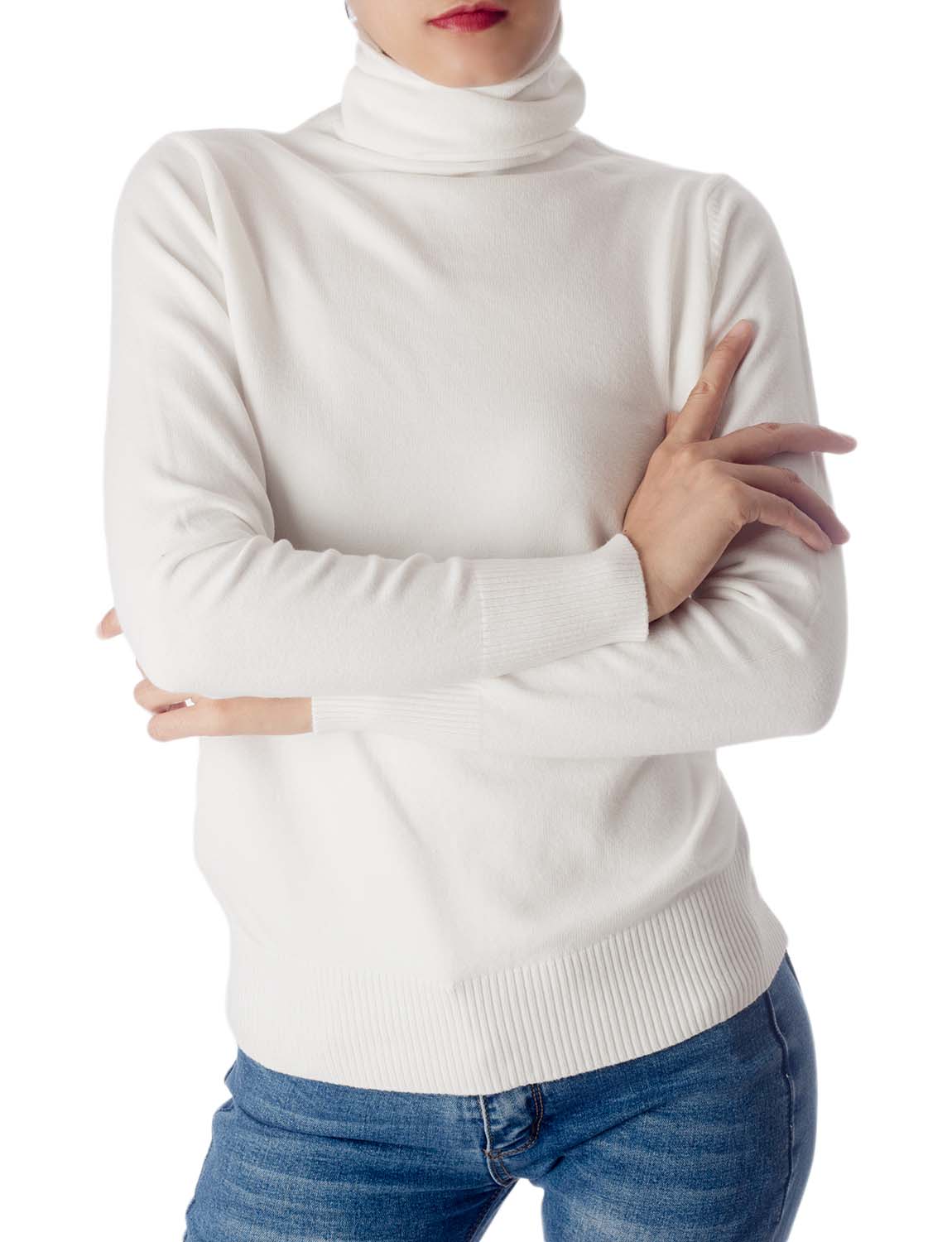 Women's Solid Color Lightweight Turtle Neck Tops Fashion Pullover Sweater