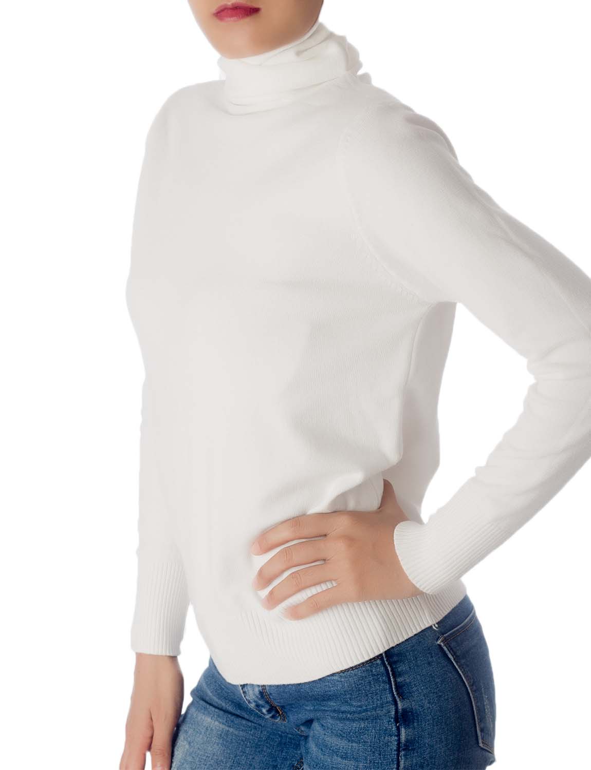 Women's Solid Color Lightweight Turtle Neck Tops Fashion Pullover Sweater