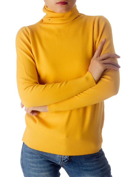 Women's Solid Color Lightweight Turtle Neck Tops Fashion Pullover Sweater
