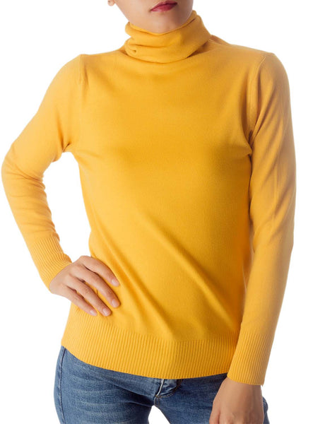 Women's Solid Color Lightweight Turtle Neck Tops Fashion Pullover Sweater
