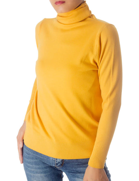 Women's Solid Color Lightweight Turtle Neck Tops Fashion Pullover Sweater