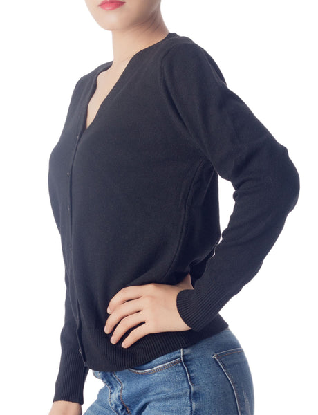 Women's Fashion Button V-neck Sweater Ladys Lightweight Cardigan
