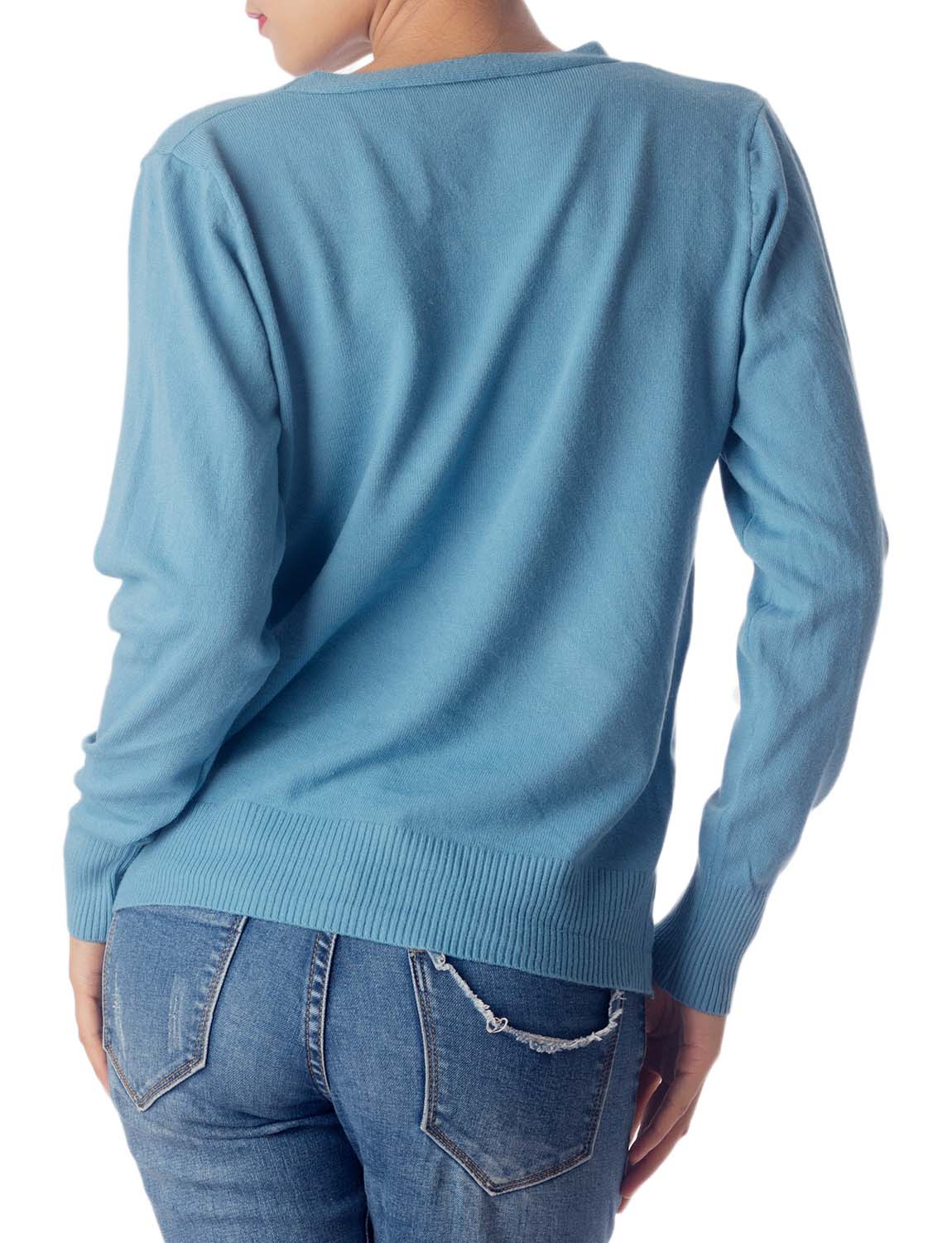 Women's Fashion Button V-neck Sweater Ladys Lightweight Cardigan