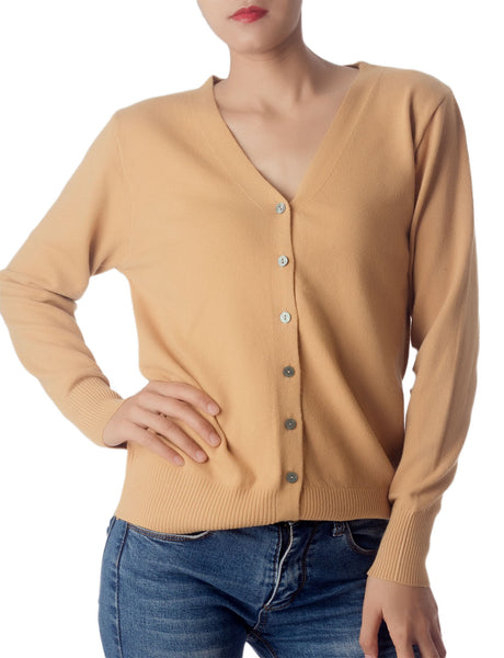Women's Fashion Button V-neck Sweater Ladys Lightweight Cardigan