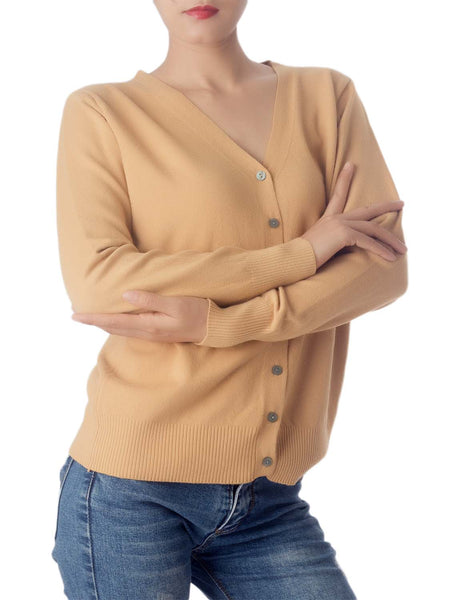 Women's Fashion Button V-neck Sweater Ladys Lightweight Cardigan