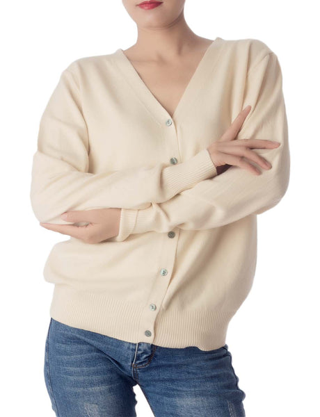 Women's Fashion Button V-neck Sweater Ladys Lightweight Cardigan