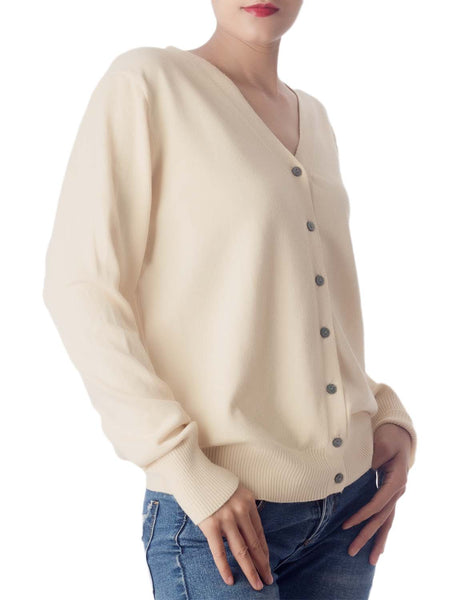 Women's Fashion Button V-neck Sweater Ladys Lightweight Cardigan