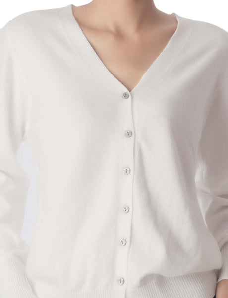 Women's Fashion Button V-neck Sweater Ladys Lightweight Cardigan