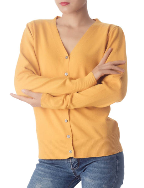 Women's Fashion Button V-neck Sweater Ladys Lightweight Cardigan