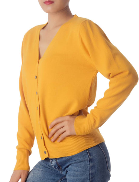 Women's Fashion Button V-neck Sweater Ladys Lightweight Cardigan