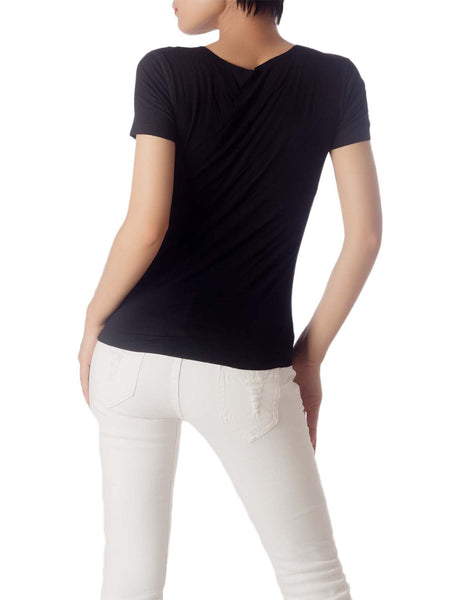 Women's Lightweight Tshirts Stretchy Solid Color T-shirt Fashion Knit Tees