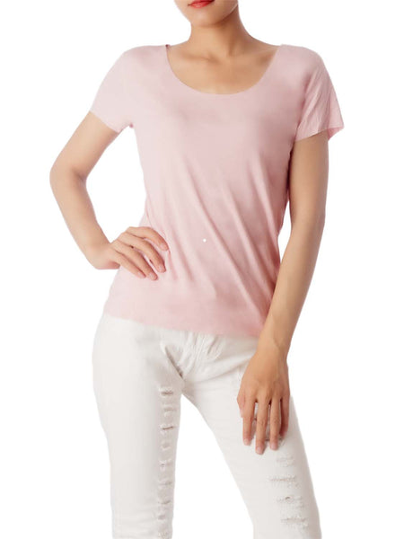 Women's Lightweight Tshirts Stretchy Solid Color T-shirt Fashion Knit Tees