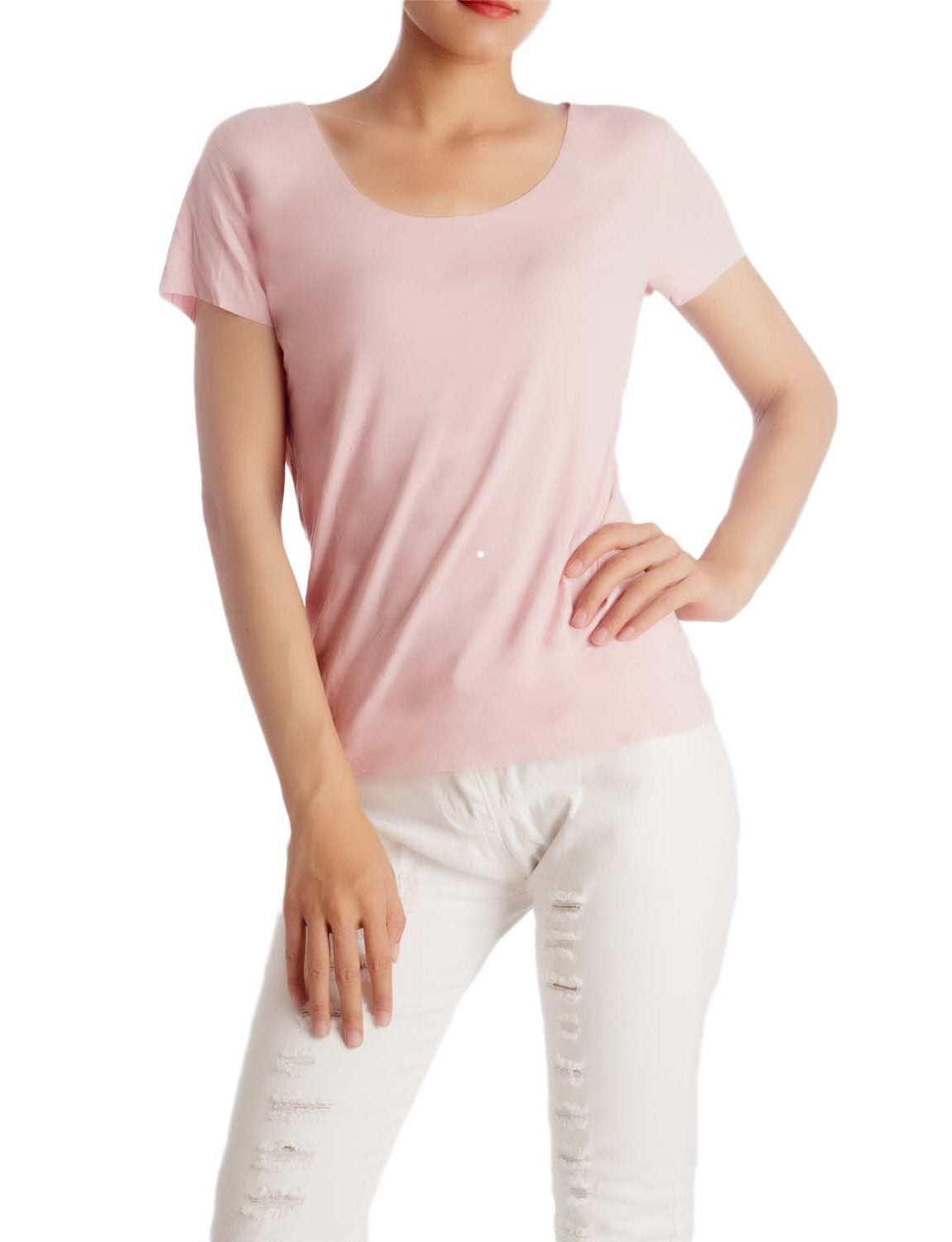 Women's Lightweight Tshirts Stretchy Solid Color T-shirt Fashion Knit Tees