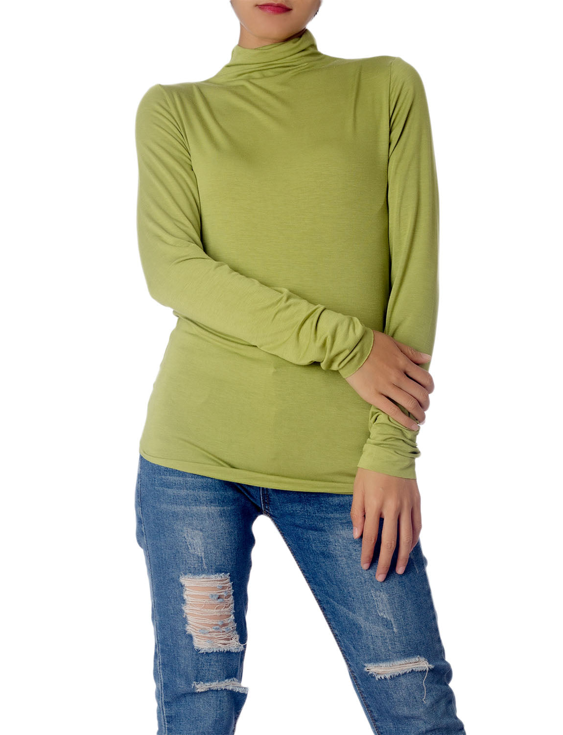 Women's Tops Turtleneck Slim Fit Long Sleeve High Neck Cozy Silky Henley