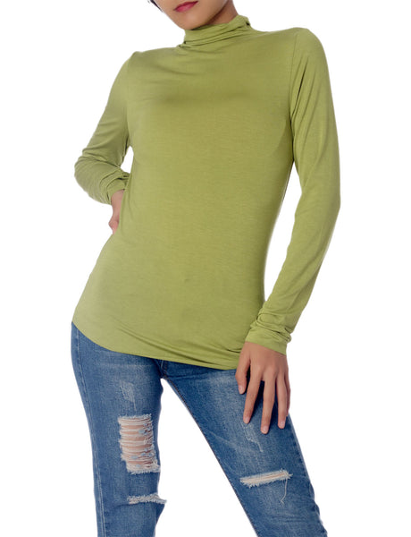 Women's Tops Turtleneck Slim Fit Long Sleeve High Neck Cozy Silky Henley