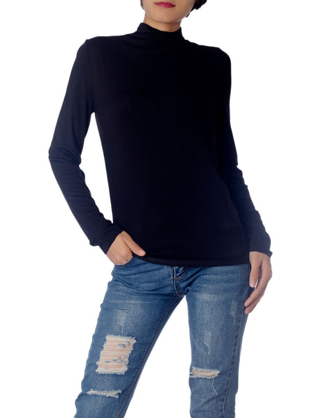 Women's Tops Turtleneck Slim Fit Long Sleeve High Neck Cozy Silky Henley