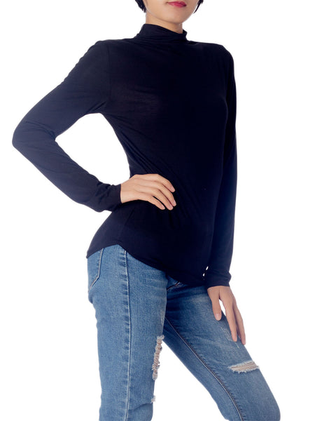 Women's Tops Turtleneck Slim Fit Long Sleeve High Neck Cozy Silky Henley