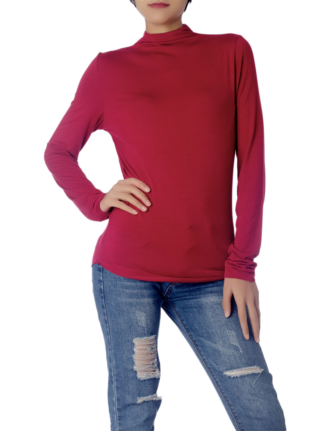 Women's Tops Turtleneck Slim Fit Long Sleeve High Neck Cozy Silky Henley