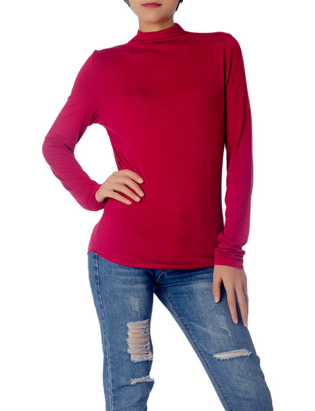 Women's Tops Turtleneck Slim Fit Long Sleeve High Neck Cozy Silky Henley