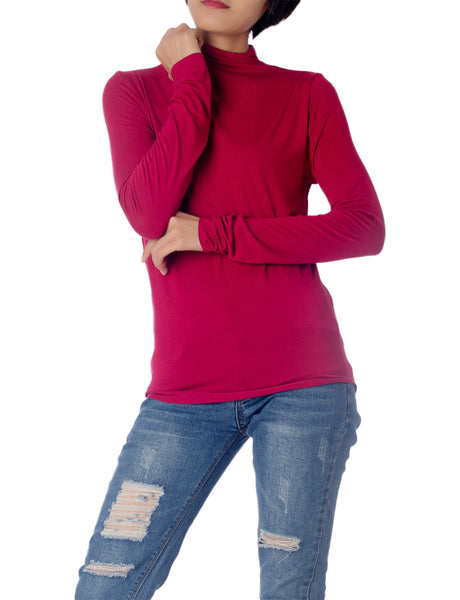 Women's Tops Turtleneck Slim Fit Long Sleeve High Neck Cozy Silky Henley