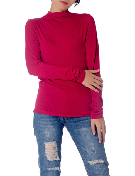 Women's Tops Turtleneck Slim Fit Long Sleeve High Neck Cozy Silky Henley