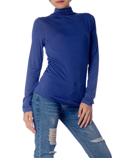 Women's Tops Turtleneck Slim Fit Long Sleeve High Neck Cozy Silky Henley