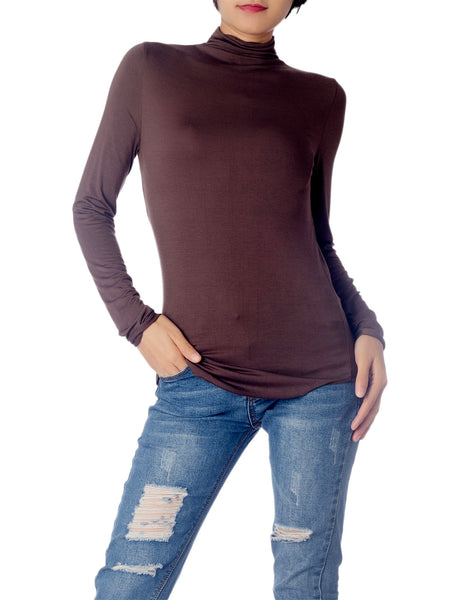 Women's Tops Turtleneck Slim Fit Long Sleeve High Neck Cozy Silky Henley