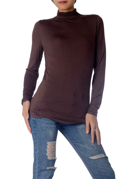 Women's Tops Turtleneck Slim Fit Long Sleeve High Neck Cozy Silky Henley