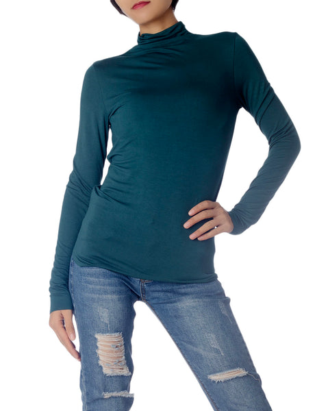 Women's Tops Turtleneck Slim Fit Long Sleeve High Neck Cozy Silky Henley