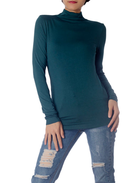 Women's Tops Turtleneck Slim Fit Long Sleeve High Neck Cozy Silky Henley