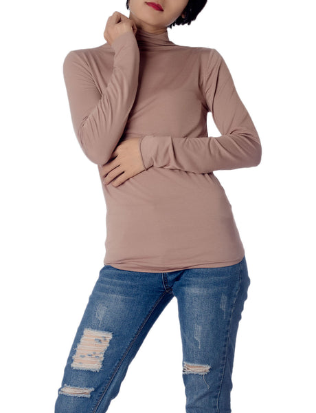 Women's Tops Turtleneck Slim Fit Long Sleeve High Neck Cozy Silky Henley