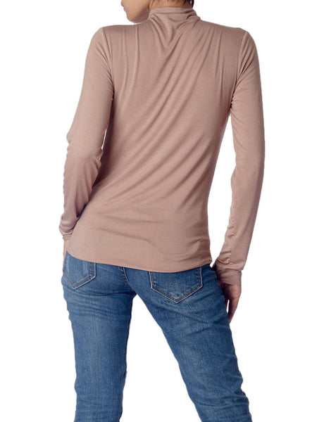 Women's Tops Turtleneck Slim Fit Long Sleeve High Neck Cozy Silky Henley