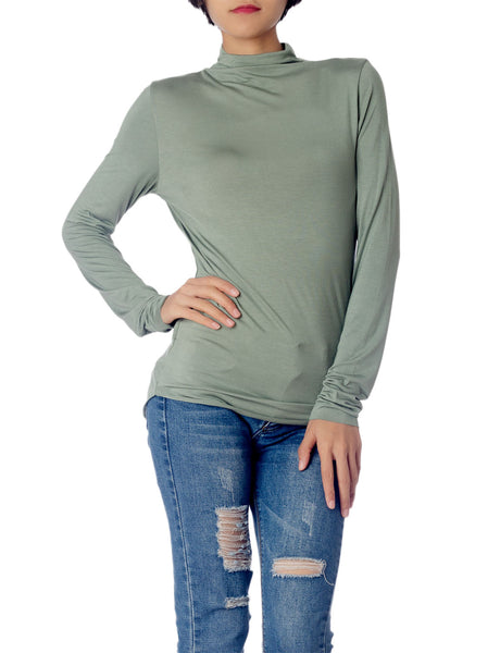 Women's Tops Turtleneck Slim Fit Long Sleeve High Neck Cozy Silky Henley