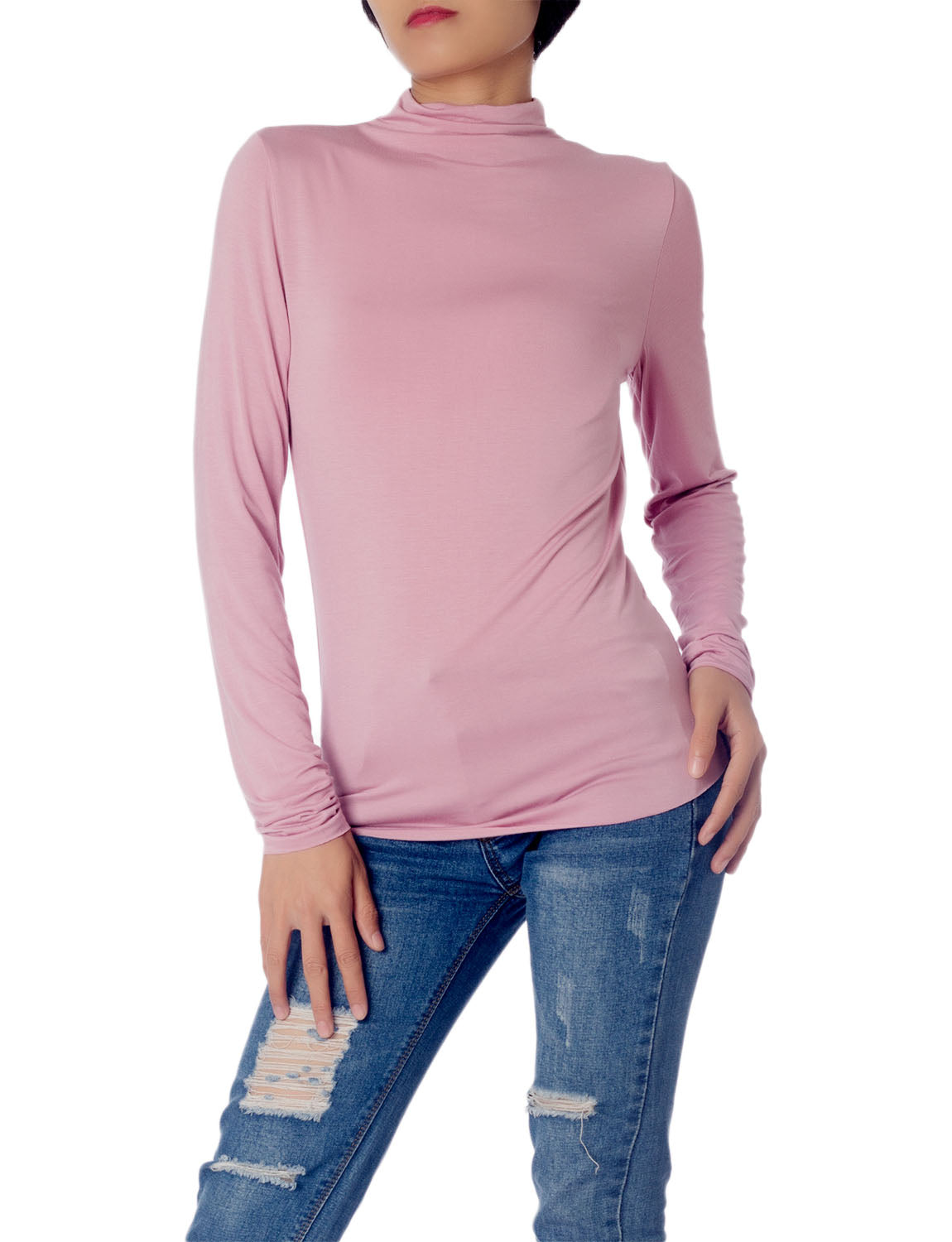 Women's Tops Turtleneck Slim Fit Long Sleeve High Neck Cozy Silky Henley