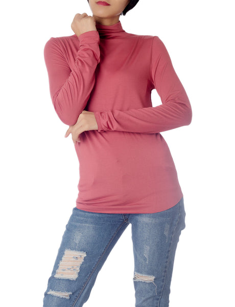 Women's Tops Turtleneck Slim Fit Long Sleeve High Neck Cozy Silky Henley