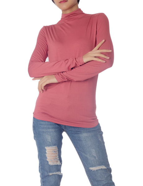 Women's Tops Turtleneck Slim Fit Long Sleeve High Neck Cozy Silky Henley