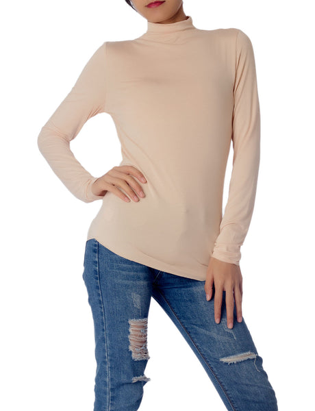 Women's Tops Turtleneck Slim Fit Long Sleeve High Neck Cozy Silky Henley