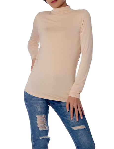 Women's Tops Turtleneck Slim Fit Long Sleeve High Neck Cozy Silky Henley