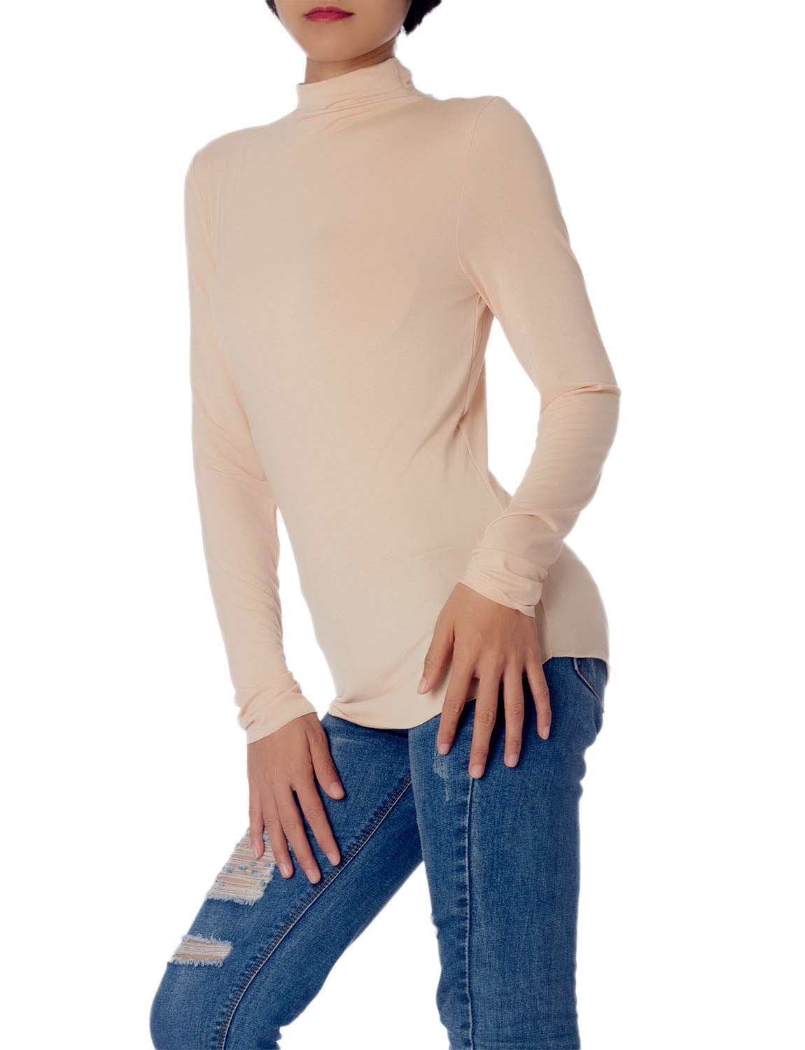 Women's Tops Turtleneck Slim Fit Long Sleeve High Neck Cozy Silky Henley