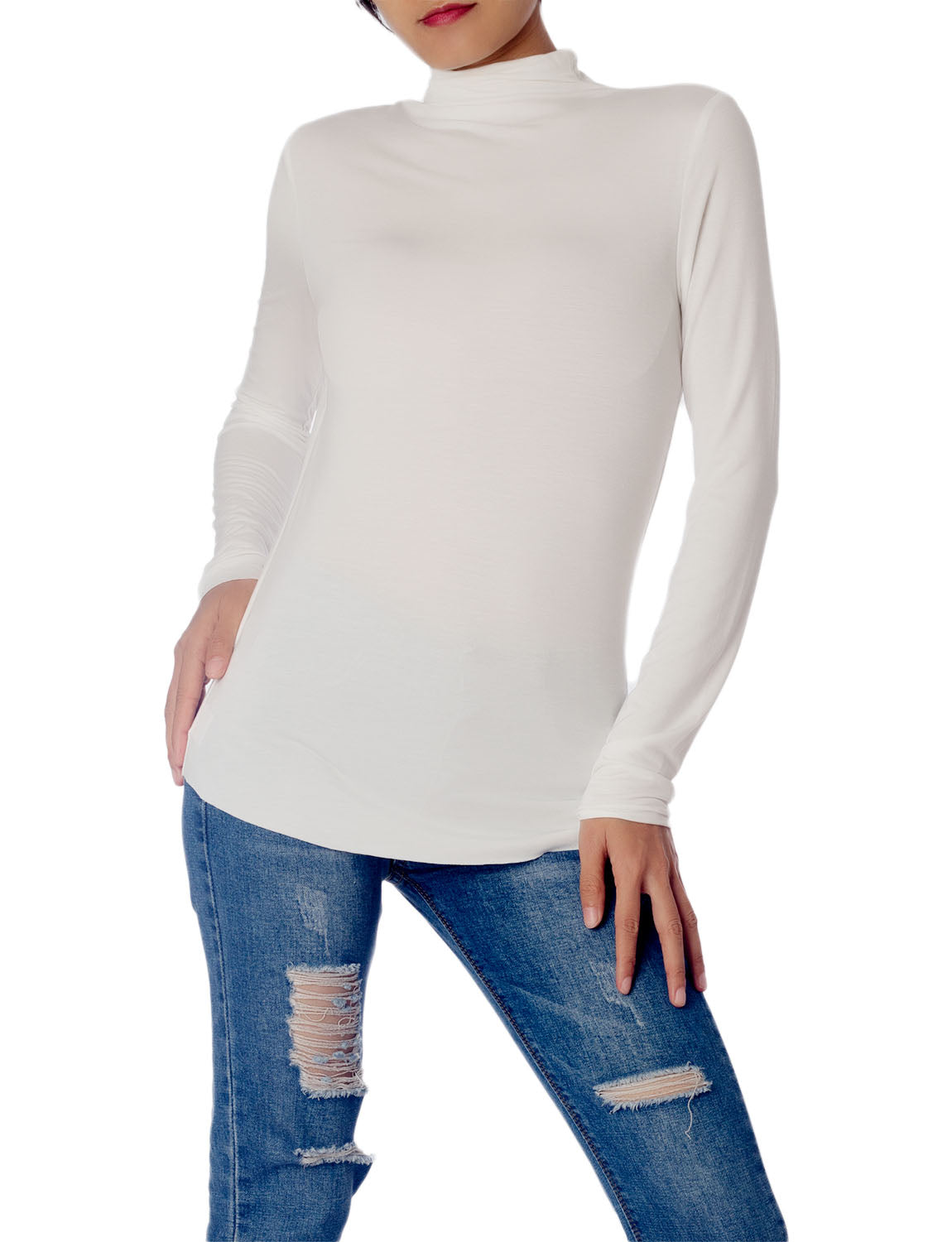 Women's Tops Turtleneck Slim Fit Long Sleeve High Neck Cozy Silky Henley